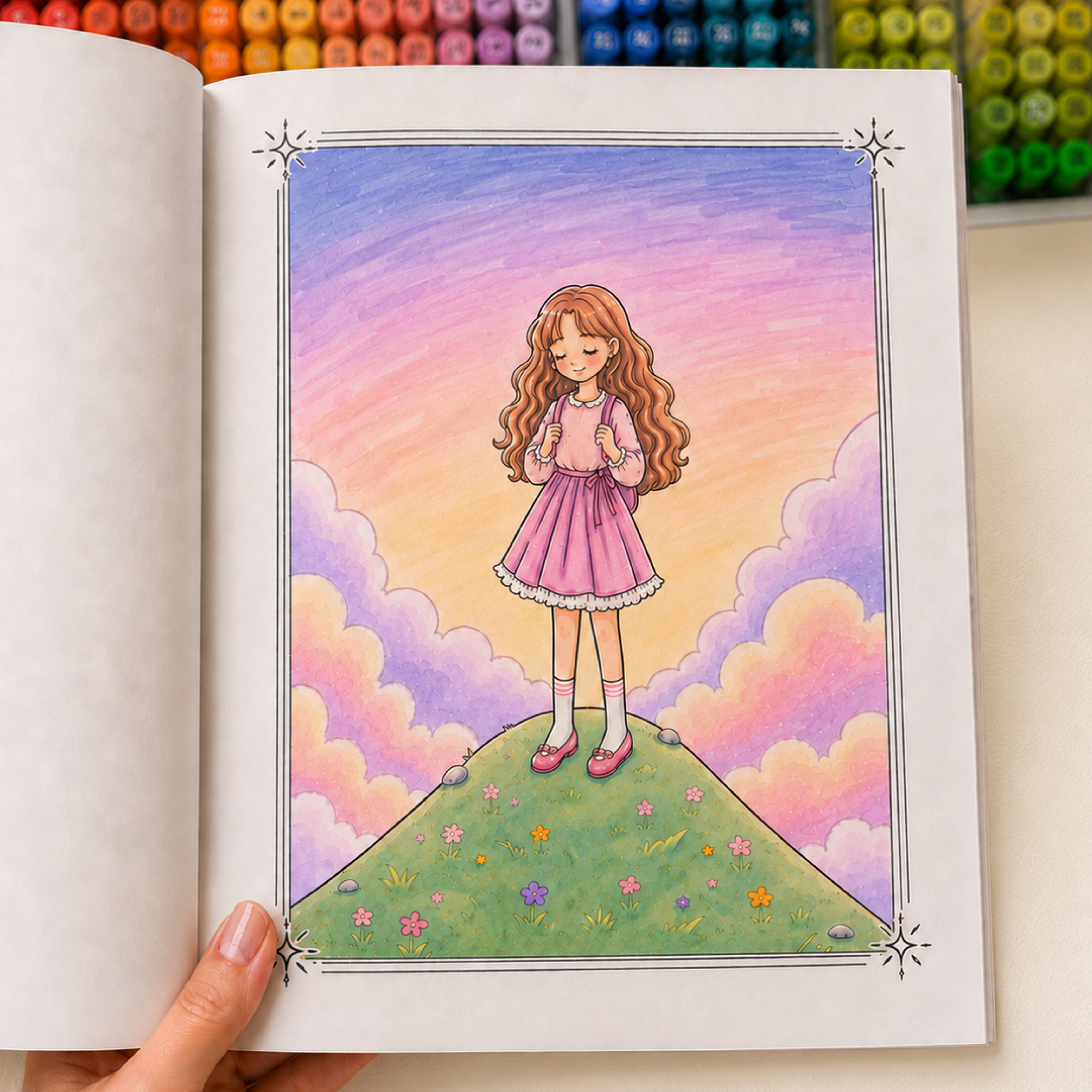 Coloring page in progress