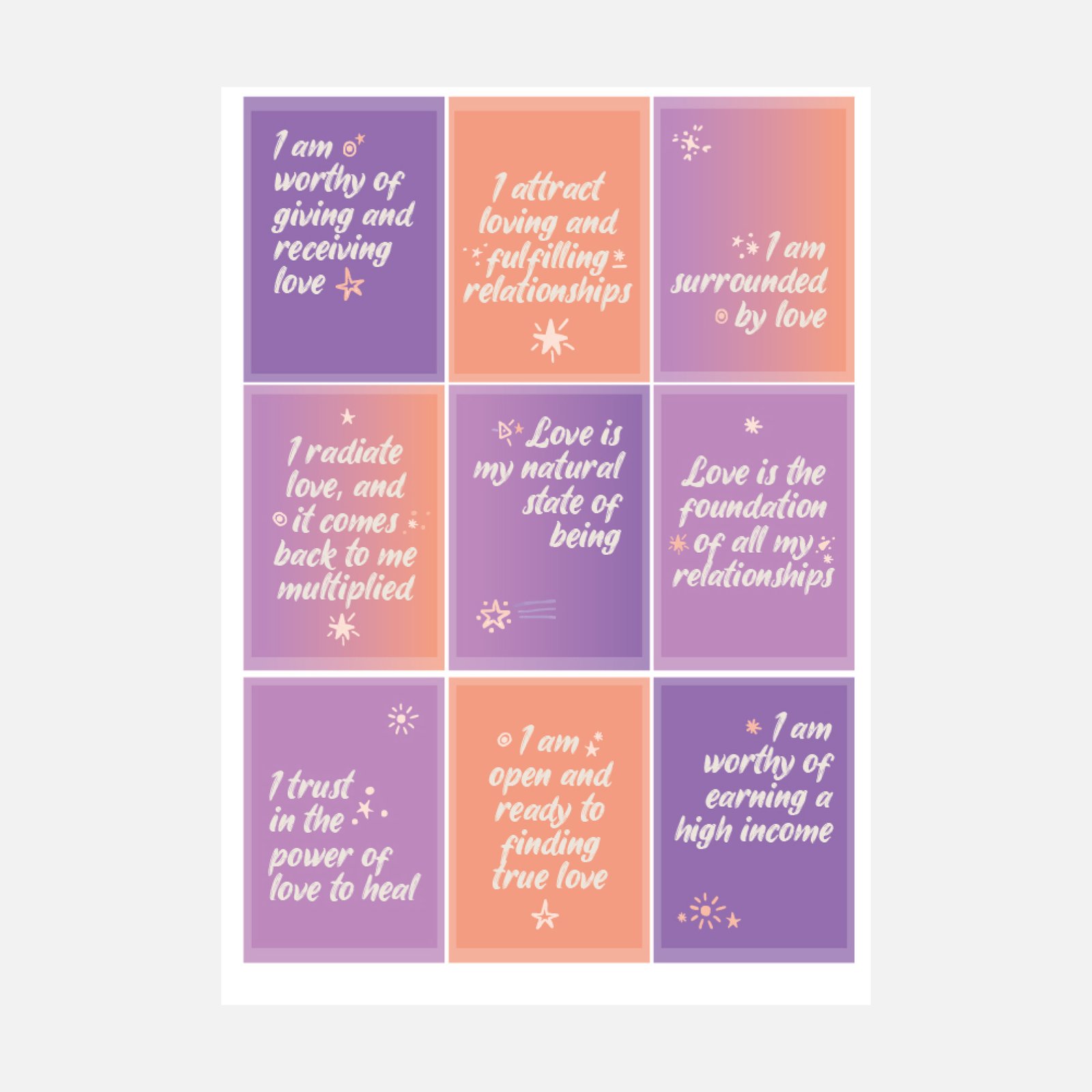 Affirmation cards in hand