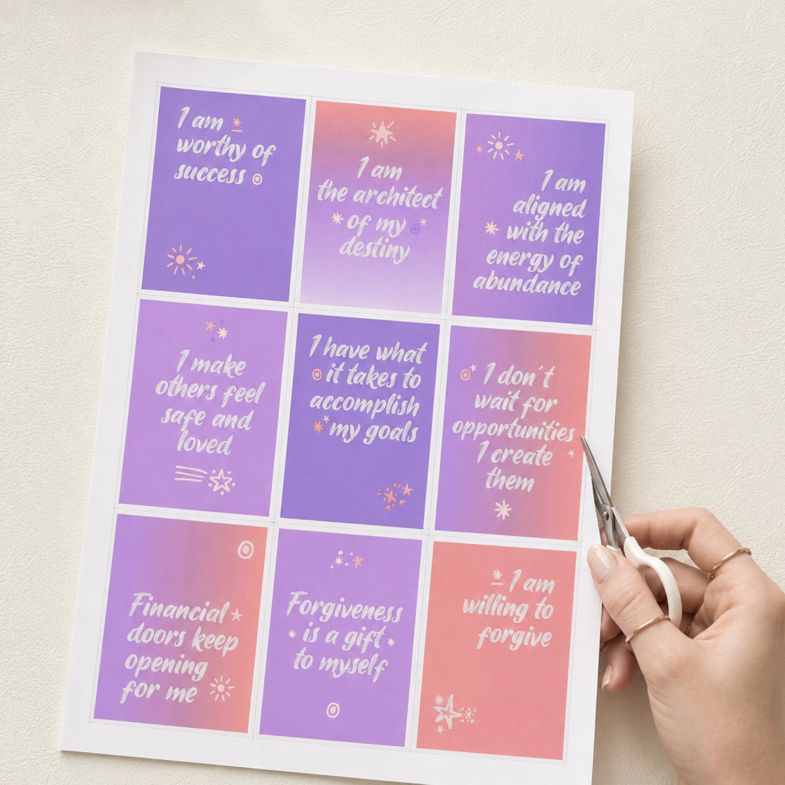 Affirmation cards detail